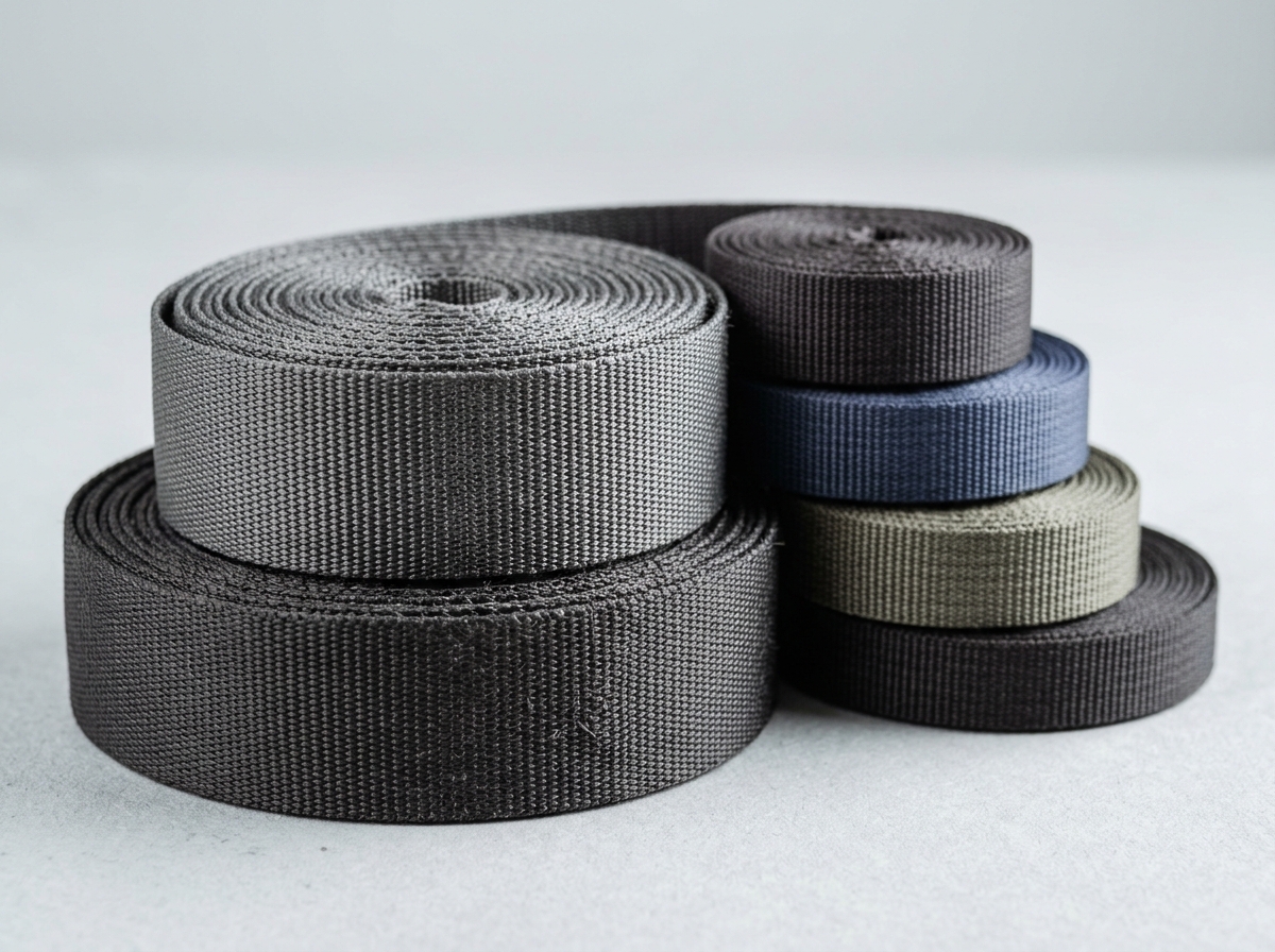Durable nylon webbing coils showing tight technical weave