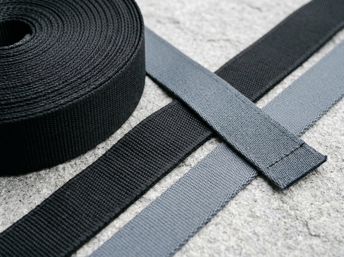 Firm non-elastic rigid webbing tape strips with reinforced borders